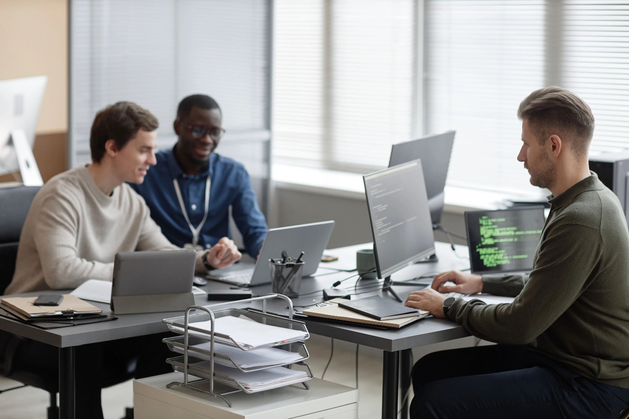Students in a technology training environment working at computers